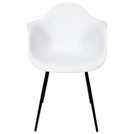 Home Deco Factory Silla Butaca Gustav Essentiel Blanca, Asiento Polipropileno Patas Hierro Negro, Estilo Escandinavo, 62x59xh85cm