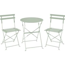 Conjunto Bistró para 2 Personas - Mesa Redonda 60x71 cm y 2 Sillas - Acero Pintado en Polvo - Color Verde Celadón Precio: 104.49999956. SKU: B167XKHS2W