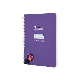 Liderpapel Cuaderno espiral A5, tapa dura, 80 hojas, cuadro pautado 3mm, color lila