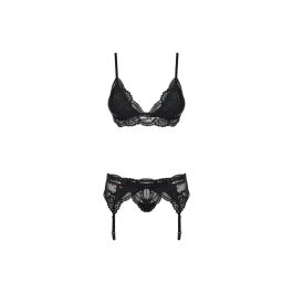 Conjunto de Lencería con Encaje Obsessive 810-SEG-1 Negro L/XL