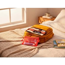 Liderpapel Bolsa zipper bag de poliéster transpirable multiusos DIN A6 para documentos, papelería, cosméticos y cables, color naranja