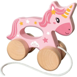 Ses Creative Unicornio de madera 2 en 1 para empujar o tirar Rosa SES8710341131371