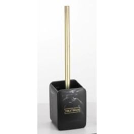 DKD Home Decor Escobillero Glam Negro Dorado de Resina y Metal, Desmontable, 9.5x37x9.5 cm