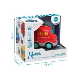 KioKids Camión de Bomberos de Juguete con Luz y Sonido, Pilas Incluidas, Rojo, para +12 meses