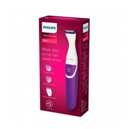 Philips Depiladora Perfiladora Essential BikiniGenie Morado Lavable, Cabezal de Corte Preciso, Incluye Peines-Guía y Funda