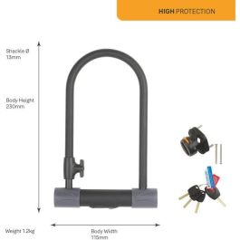 Yale Cerradura de Seguridad U con Certificación Secure Silver para Bicicleta, ATV - Acero Endurecido 230x115x13mm