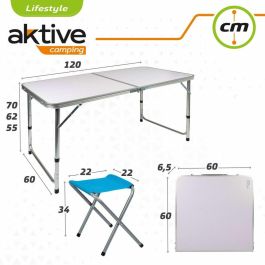 Mesa camping con 4 taburetes 120x60x70cm Mesa camping con 4 taburetes 120x60x70cm