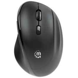 MANHATTAN Ratón Ergonómico Inalámbrico USB-A/C 190237, 6 Botones + Rueda, Óptico 1600 DPI, Negro, Mano Derecha, RF 2.4GHz