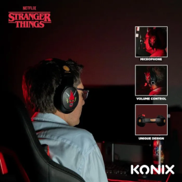Konix Stranger Things Auriculares Gaming para PC, PS5, Switch 2 y Xbox, Supraaurales con Cable de 1.5 m y Micrófono, AACBN15997