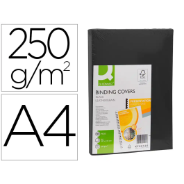 Q-connect Tapa Encuadernacion Carton Simil Piel DIN A4 Negro 250 gr Caja 100 Unidades Precio: 12.50000059. SKU: B1C3W92QH5