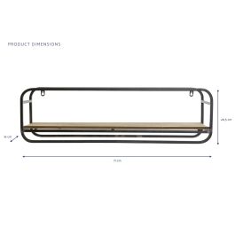 DKD Home Decor Repisa Loft Estantería de Pared con Barra Colgador, Metal y MDF, Marrón Oscuro Negro 71x16x20.5 cm DKD Home Decor Repisa Loft Estantería de Pared con Barra Colgador, Metal y MDF, Marrón Oscuro Negro 71x16x20.5 cm