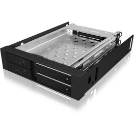 ICY BOX Marco de Cambio IB-2227StS para 2 Discos Duros 2.5" SATA, Bandeja 3.5" Hot-Swap sin Bandeja, Negro
