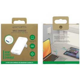 4smarts Cargador de Red FlatPlug Slim Dual 45W GaN 2C Blanco