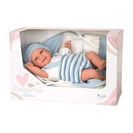 Muñecas Arias Muñeca Elegance Babyto Azul con Manta, Incluye Chupete (Muñeco de Peso), 35 cm