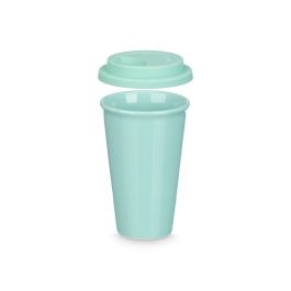 Vessia Vaso Tapa Silicona Menta 360 ml Porcelana con Tapa de Silicona 9.8 x 15 x 9.8 cm (Set de 12)