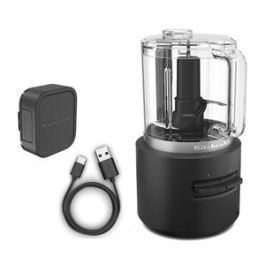 Kitchenaid Picadora Inalámbrica 12V con Batería, Bol 1.18L sin Bisfenol A, Acero Inoxidable, Negro Mate