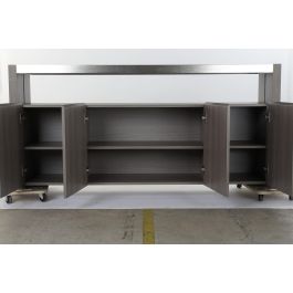 DKD Home Decor Buffet Moderno Gris 165x39x76 cm, 4 Puertas, 4 Estanterías, Roble y Cristal Templado