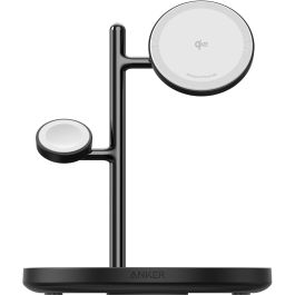 Anker MagGo Soporte de Carga Magnético 3 en 1 para iPhone, Apple Watch y AirPods, Inalámbrico, Carga Rápida 15W, Negro