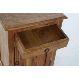 DKD Home Decor Mesita de Noche Colonial Madera Maciza Acacia Natural Dorado 32x65x45 cm (2 Unidades)