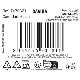 La Mediterranea Fuente Oval Savina Collection 30 x 13.5 cm (12 Unidades)