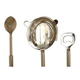 DKD Home Decor Coctel Glam - Set de 4 Piezas de Inox y Mármol en Blanco y Dorado, 3 x 21 x 10 cm