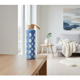 Inde Botella Agua Vidrio/Silicona 600 ml 7 x 7 x 25 cm