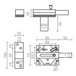 Micel Cerrojo seguridad CRR01 sobreponer niquel acero 106x65 mm 5 llaves