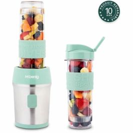 Hkoenig HKO3701335300229 Mini Batidora de Vaso Portátil SMOO18 - 300W, Vaso de 570ml, Color Verde Pastel, con 2 Botellas Incluidas