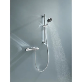 Grohe 34237003 Set de Ducha con Mezclador Termostático, Rociador 3 Chorros, Barra 60cm, Flexo y Acabado Cromo