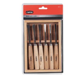 Ratio Juego de 6 Gubias para Carpintero con Mango de Haya Barnizado y Cuchillas de Acero Carbono Precio: 17.5000001. SKU: B1G3H2VZTN