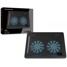 Conceptronic Base Refrigeradora para Portátil con 2 Ventiladores USB-A 2.0 para Pantallas de hasta 15.6 Pulgadas y 3 kg de Carga, Color Negro