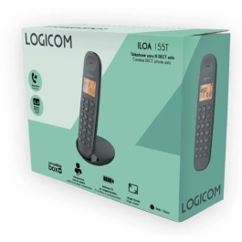 Logicom Teléfono Inalámbrico Fijo DECT ILOA 155T Negro Con Contestador Automático