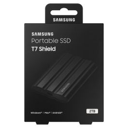 Samsung MU-PE2T0S Portable SSD T7 Shield 2TB USB 3.2 Gen 2, 1050 MB/s Lectura, 1000 MB/s Escritura, Resistente Agua y Polvo, Negro