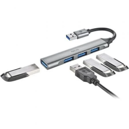 NGS Hub USB IHUB4 MICRO 4 Puertos (1x USB 3.2 Gen1, 3x USB 2.0) Gris