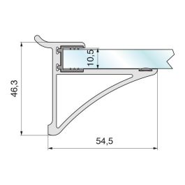 Soporte Estante Cristal Sp10 L50 Plata Mate Con Pestaña Superior De Sujeccion. Zobal