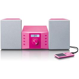 Lenco MC-013 Radio FM Digital con Reproductor CD, MP3 y Entrada Auxiliar Rosa para Mesa