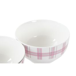 DKD Home Decor Bol Porcelana New Bone Rosa Blanco 13 x 7 x 13 cm (12 Unidades)