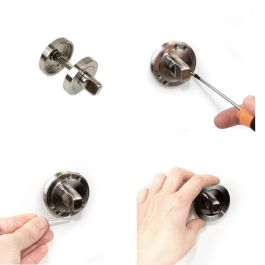 Emuca Lote de 5 condenas con roseta redonda para puertas de interior, diámetro 50mm, Zamak, Níquel satinado