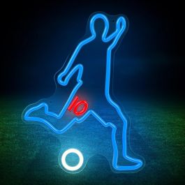 Forever Neon Footballer Plexi LED - Lámpara de pared con luz de neón blanca, regulador de intensidad y alimentación USB, diseño decorativo moderno