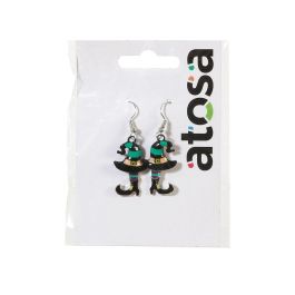 Pendientes de Bruja Verdes con Sombrero y Botas Colgantes para Halloween, Accesorio Temático