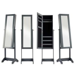 Espejo Joyero con Pie Gris Giftdecor 36 x 140 x 36.5 cm - Madera MDF, Cristal, Tela Precio: 80.6899995. SKU: S3609764