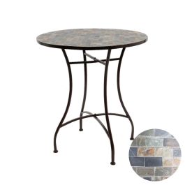 Null Mesa metálica/mosaico Stuttgart marrón para exterior Ø70x77cm