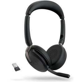 Jabra Evolve2 65 Flex UC Stereo + Link 380 Auriculares Inalámbricos y Alámbricos para Oficina/Centro de Llamadas, Negro