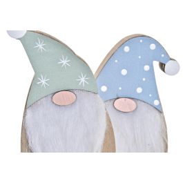 DKD Home Decor Figura Navidad Fantasía Papa Noel Pack Surtido 12 Unidades MDF Poliéster 3x6.7x12 cm Verde Azul Blanco Natural
