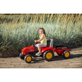FALK - Tractor de pedal rojo sobrealimentador con capó de apertura y remolque incluido FALK - Tractor de pedal rojo sobrealimentador con capó de apertura y remolque incluido