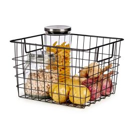 Kinvara Cesto con Asa Acero Negro Mate 29 x 19.5 x 32 cm (Set de 8)