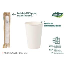 Set de 45 vasos blancos de cartón 220 cc Algon (20 Unidades) Precio: 26.8899994. SKU: B1DNXFV7T3