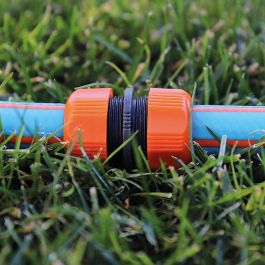 Edm Reparador para Manguera 1/2" - 5/8" Dos Tomas de Polipropileno Gris/Naranja