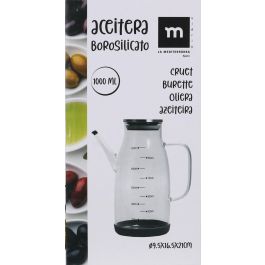 Aceitera de vidrio borosilicato con tapón de acero inoxidable 1000 ml - La Mediterranea (12 Unidades) Aceitera de vidrio borosilicato con tapón de acero inoxidable 1000 ml - La Mediterranea (12 Unidades)