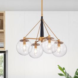 DKD Home Decor Lámpara de Techo Moderna Dorada Metal y Cristal 50 x 144 x 50 cm